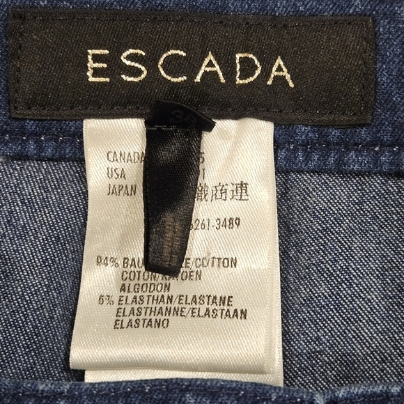 Escada Vintage EU 38 Hippie Boho Floral Dopamine Straight Leg Blue Jeans - Picture 3 of 13